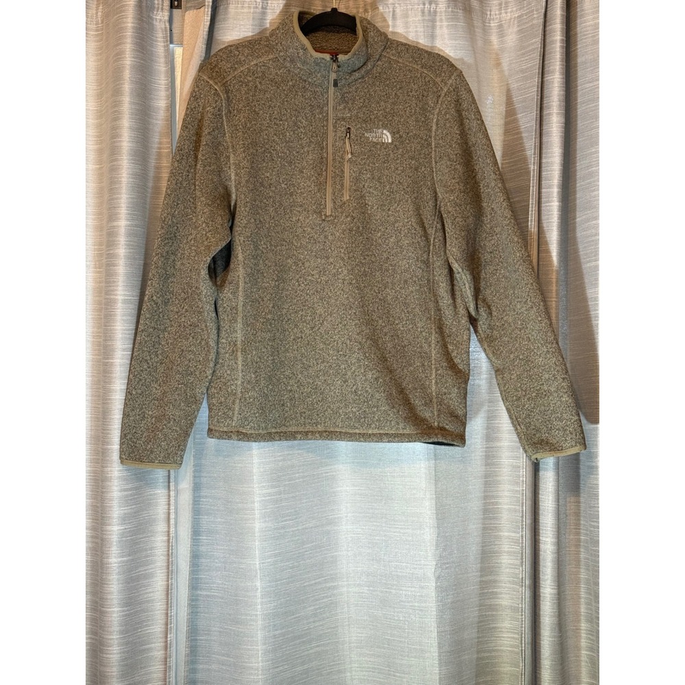 The North Face Mens Gordon Lyons Quarter Zip Fleece Pullover Oatmeal Heather L